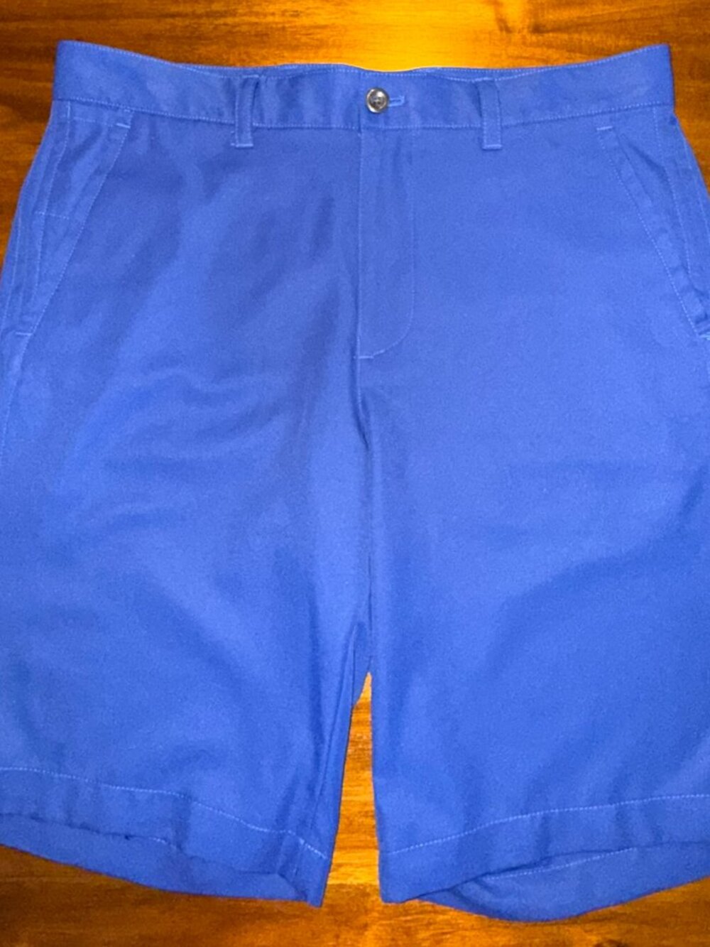 NEW IZOD Shorts Mens 34 Blue Golf Performance Chino Flat Front 10"